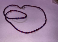 Bransoletka koraliki granatowa czerwona