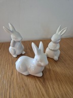 Ceramiczna figurka Królik Biała Wielkanoc Dekoracja 3 szt