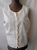 Bluzka kremowa z haftem, bez rękawów - 36