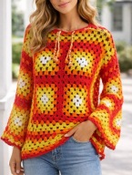 Sweter na szydełku handmade boho rękodzieło