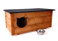 Buda dla kota z przedsionkiem ocieplona ruchoma przegroda