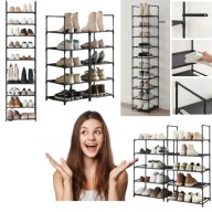 SZAFKA PÓŁKA STOJAK REGAŁ NA BUTY METALOWA CZARNA WĄSKA MOCNA PIONOWA