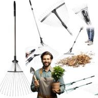 GRABIE METALOWE WACHLARZOWE REGULOWANE DO LIŚCI TRAWY OGRODOWE 52x160cm