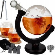 Zestaw do whisky karafka-globus z drewnianym stojakiem