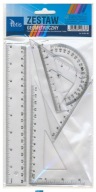 Komplet geometryczny linijka 20 cm 2 ekierki kątomierz 4 elementy Tetis