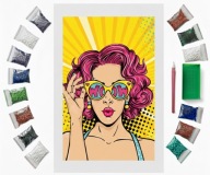 Diamond Painting Haft Diamentowy 40×30 cm – Komiks Kobieta Pop– Obraz DIY