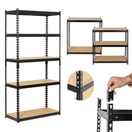 REGAŁ METALOWY GARAŻOWY MAGAZYNOWY CZARNY 180X90X40 CM 265 KG/PÓŁKĘ DOOC