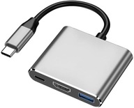 Adapter USB-C 3w1: HDMI, ładowanie, USB 3.1 kompatybilny z Android, PC, IOS