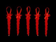 Zawieszka ozdoba szydełkowa choinkę Sopelek czerwone (Z148)