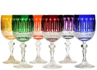 Kolorowe KRYSZTAŁOWE Kieliszki do Wina Z.240 ml OBR Szlifowane Polskie
