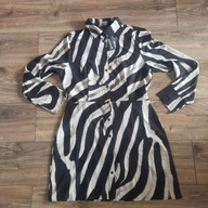 Sukienka 40 PRETTYLITTLETHING ciemny brąz z popielem cieniutka szmizjerka