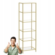 WYSOKI REGAŁ PÓŁKA 6 POZIOMÓW SŁUPEK DO ŁAZIENKI SALONU SZKŁO GLAMOUR ZŁOTY