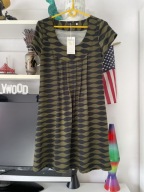 H TENKI CZERŃ OLIWKA DŻERSEJ CIĄŻOWA pasy retro