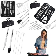 ZESTAW AKCESORIÓW DO GRILLA ZE STALI NIERDZEWNEJ SZTUĆCE NARZĘDZIA ETUI 9W1