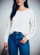 Reserved biały sweterek oversize z perłami