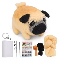 Zestaw DIY kreatywny do filcowania gotowy wzór piesek mops z instrukcją