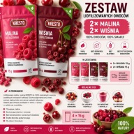 KRESTO Owoce Liofilizowane Zestaw 4x15g 2x MALINA 2x WIŚNIA