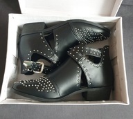 Botki damskie czarne skóra z cekinami rozmiar 36