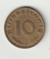 III Rzesza 10 pfennig 1938 J piekny stan