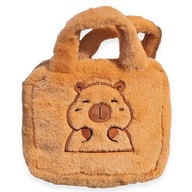 Torebka PLUSZOWA Kapibara NA RAMIĘ Miękka Zasuwana z PASKIEM Brązowa LEKKA