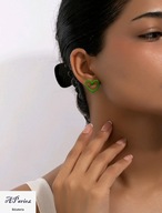 Kol0065 Kolczyki stal sztyft serduszko zielone