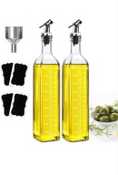 2x Szklana Butelka na olej, ocet, skala, lejek 450ml