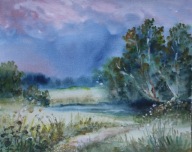 Rzeka burza Akwarela Sabina Salamon 30x24