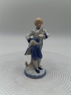 Śliczny młodzieniec z gołębiem na ręku piękna figurka malowana kobaltem 16c