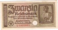 Niemcy 20 Reichsmark 1939 Reichskreditkassenschein III Rzesza