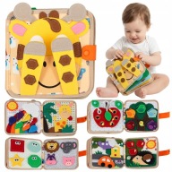 TABLICA MANIPULACYJNA SENSORYCZNA MONTESSORI KSIĄŻECZKA ZABAWKA EDUKACYJNA