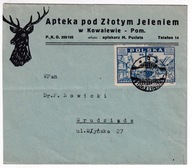Kowalewo Pomorskie Apteka pod Złotym Jeleniem, koperta reklamowa /SZ czwer/