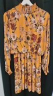 New Collection – Żółta Sukienka Jesienna w Kwiatki – Rozmiar Uniwersalny