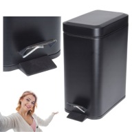 KOSZ NA ŚMIECI CZRNY 5L MAŁY ŁAZIENKOWY DO KUCHNI OKRĄGŁY Z POKRYWĄ ŁADNY