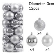 12 szt. Nietłukące się Mini bombki (Srebrne)