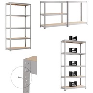REGAŁ MAGAZYNOWY METALOWY DREWNIANY WCISKANY 5 PÓŁEK 180 x 90 x 40 cm