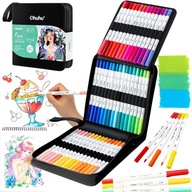 Ohuhu 60 markerów na bazie wody z podwójną końcówką w etui do malowania