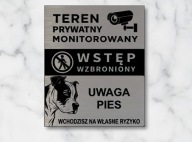 Tabliczka Grawerowana numer domu, ulica, obiekt monitorowany 2w1 Uwaga pies