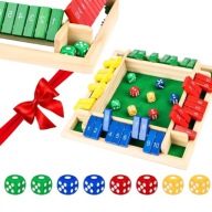 DREWNIANA GRA PLANSZOWA W KOŚCI DLA 4 GRACZY GRA ZAMKNIJ PUDEŁKO TRADYCYJNA