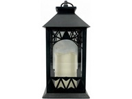 LAMPION ŚWIECZNIK OZDOBNY CZARNY GRUBA ŚWIECA LED + BATERIE GRATIS