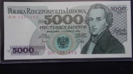 5000 zł 1982 ,seria DM 1251493,stan UNC