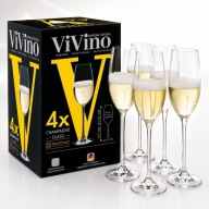 VIVINO Kieliszki KRYSZTAŁOWE do Szampana 4 szt. Elegancki Zestaw premium