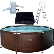 BASEN STELARZOWY OGRODOWY 360CM X 100CM POMPA+FILTR+DRABINKA ZESTAW MONTARŻ