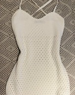 Dzianinowa ażurkowa sukienka kremowa 100% bawełna roz.S