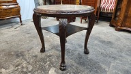 Stary stolik Chippendale Okrągły z Półką Marmur Blat