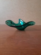 Szmaragdowa miseczka popielnica szkło artystyczne styl Murano 60s vintage