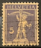 Szwajcaria, syn Wilhelma Tella trzymajączy kuszę. 5 centymów