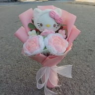 HELLO KITTY SZTUCZNE KWIATY BUKIET PREZENT NA WALENTYNKI 35 cm