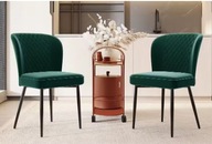 Krzesło do jadalni (komplet 2 szt.) z oparciem, aksamit, metalowa rama