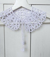 Szydełkowy biały kołnierzyk 32 cm