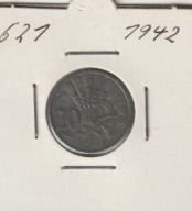 Czechoslowacja 20 Halerzy 1942 okupacja Niemiecka cynk stan 1